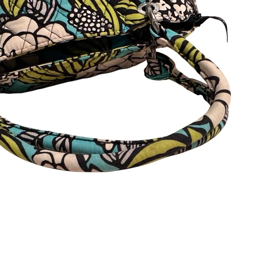Vera Bradley Medium Tote Purse in Retired Island Blooms Teal Floral Quilted GUC